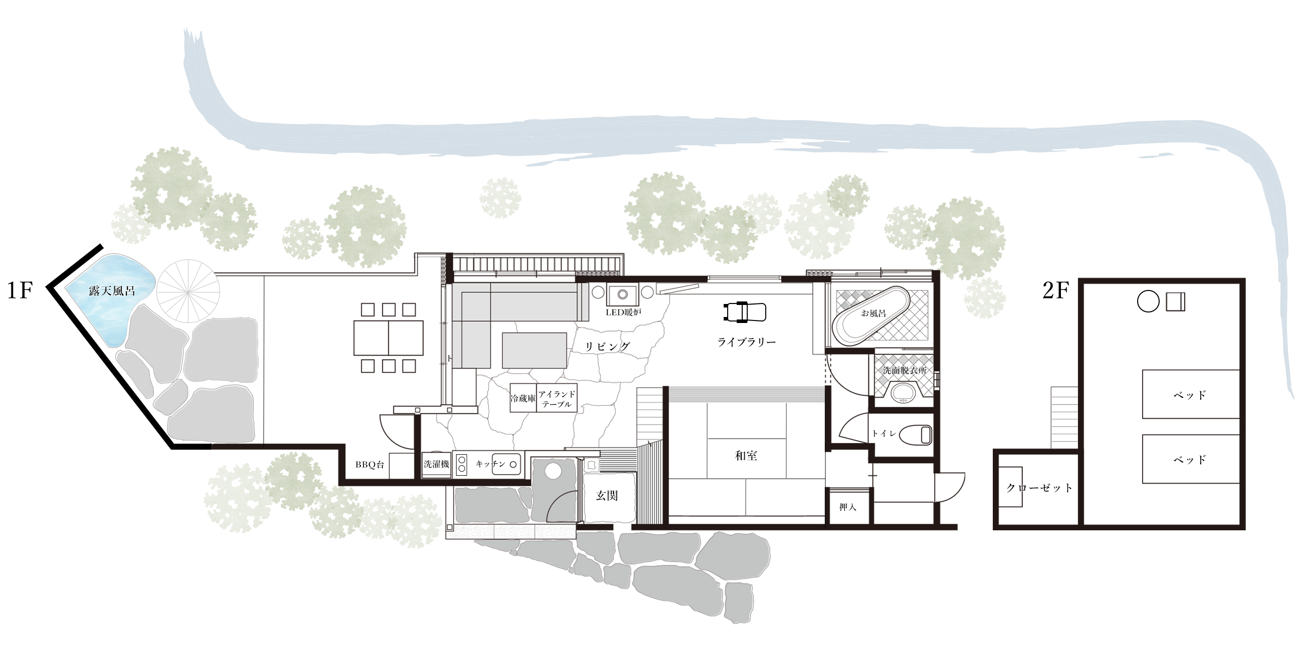 すみや落水邸 the Cask 間取り図